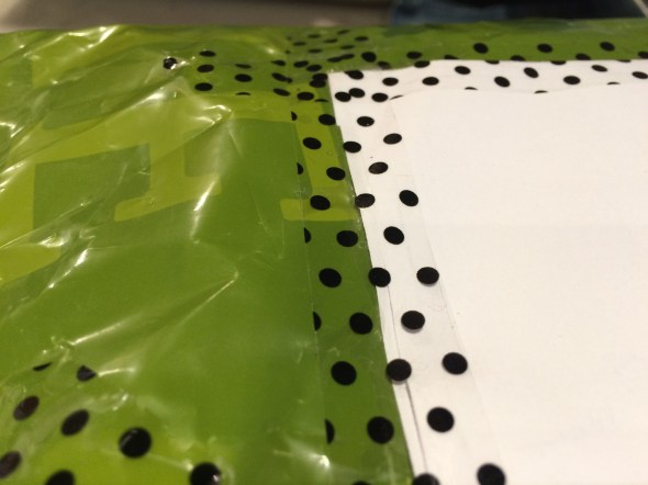 Dottily adorned plastic.